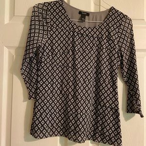 ALFANTI Super Cute Black & White Blouse W/Lauered front Size M